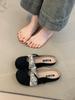 Retro Mary Jane shoes 2025 spring French niche design gentle suede inner height increase one pedal lazy slippers
