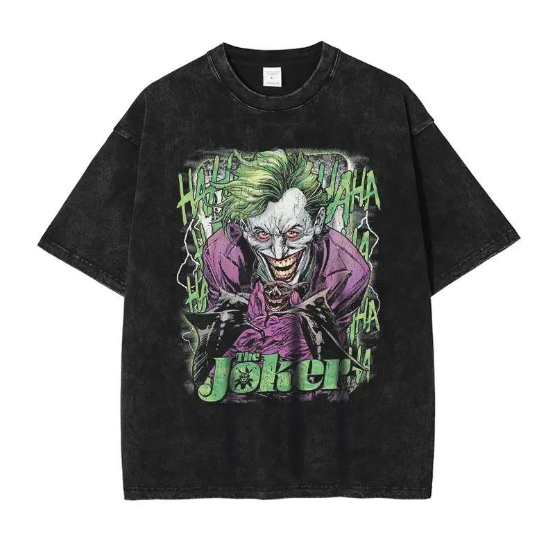 T-shirt Joker Hip Hop Vintage Lavata Film Vecchia Scuola Top Magliette T-shirt Oversize Manica Corta Felpe Unisex Cotone