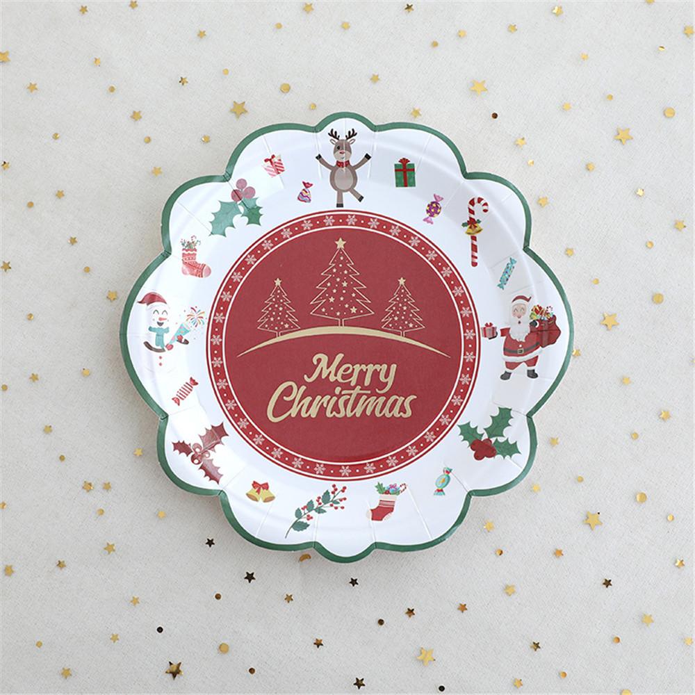 Christmas party party disposable plates, cupcakes, paper plates, dessert tables, decorative plates, tablecloths, tableware