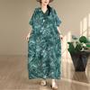 DIMANAF 2026 New Women Plus Size Summer Casual Long Dress Cotton Loose Oversize Maxi Print Floral Beach Sundress