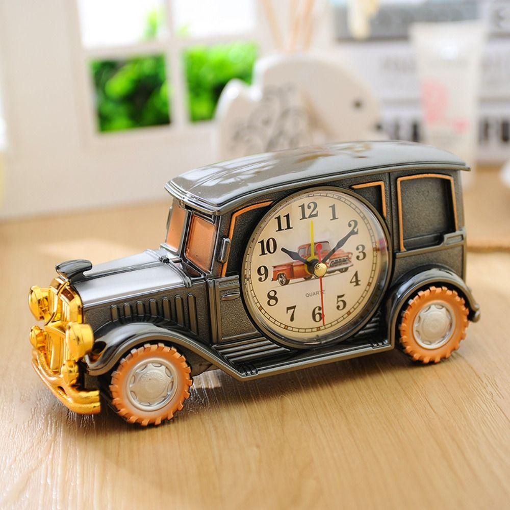 Digital Pointer Table Clock Car Shape Antique Clock Classic Car Alarm Clock Electronic Alarm Clock