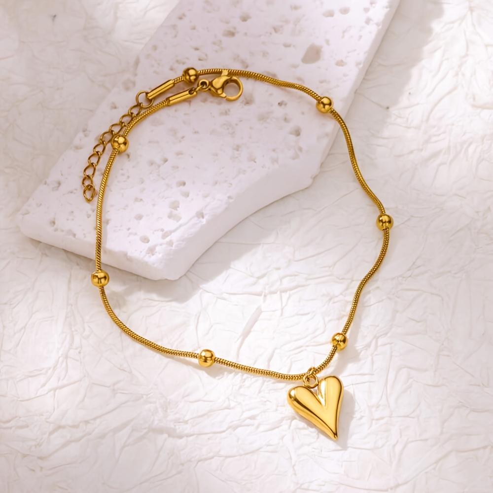3D Heart Ankle Bracelets For Women girl Summer Beach Party Waterproof Stainless Steel Fashion Chain Anklet Jewelry Sexy AllMatch