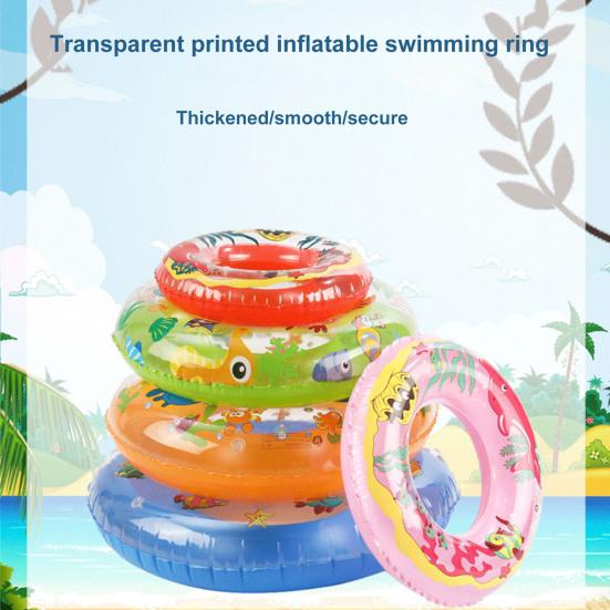 Swimming Ring Strong Buoyancy Good Sealing Cartoon Inflatable Toughness Water Entertainment Kid Colorful Swimming Circle Beach Supply
