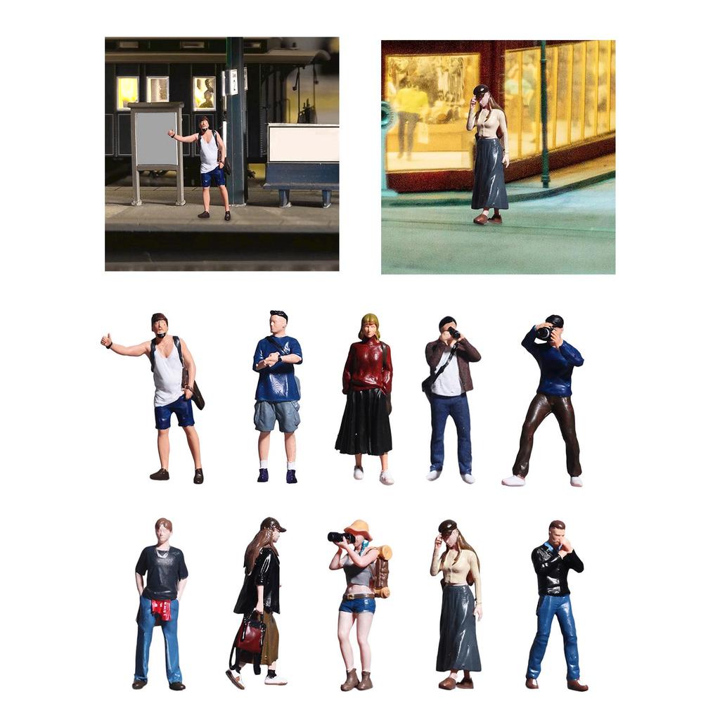 1/64 People Figure Resin Mini Architectural Figurine for Micro Landscape