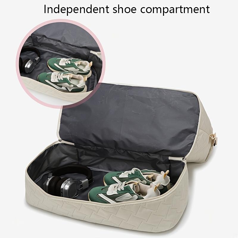 2pcs Set Large Capacity Travel Duffel Bag with Shoe Compartment and Cosmetic Pouch, Casual Nylon Gym Bag, Weekend Overnight Handbag