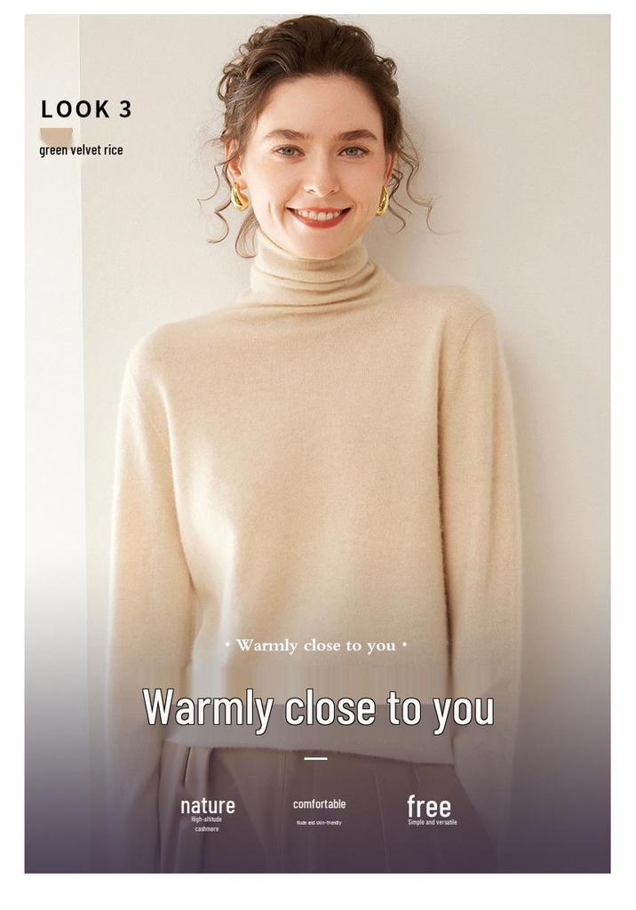 2025 Autumn/Winter Women's High Neck Cashmere Sweater Dress - Long Sleeve Knit Base Layer