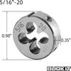 Burkit 5/16"-20 UN Tap and Die Set, 5/16 x 20 UN Machine Thread Tap and Round Die Right Hand