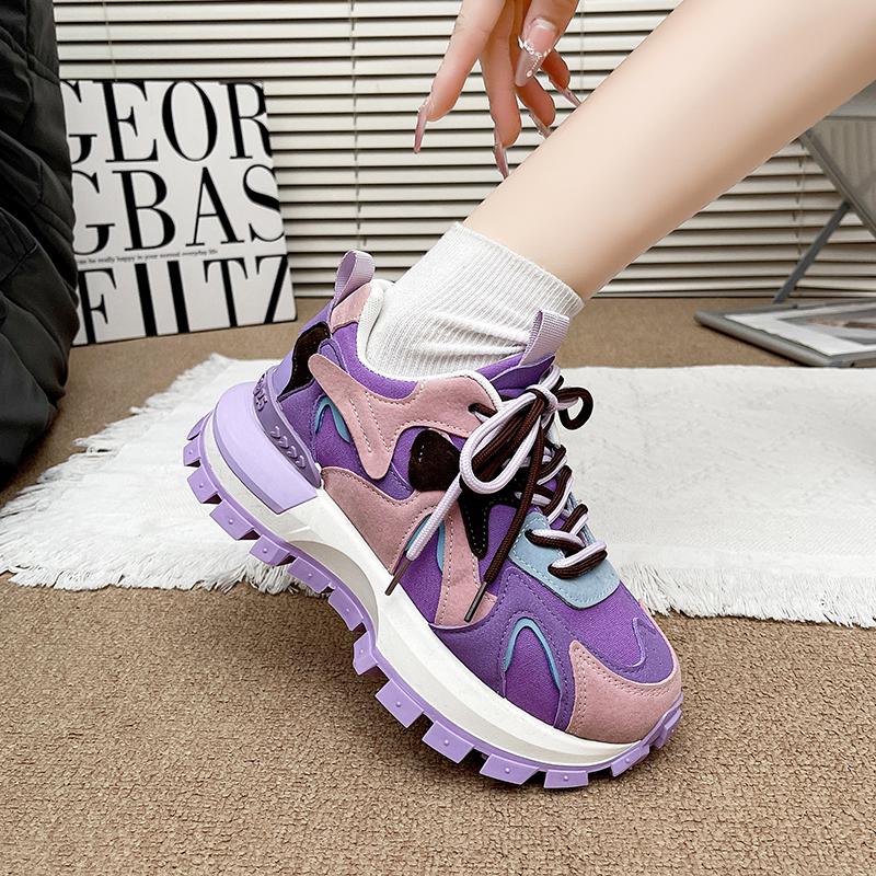 Fashion Ladies Shoes on Sale 2025 Versatile Women's Vulcanize Shoes Mixed Colors Platform Women Sneakers Outdoor Lace Up Casual Shoes