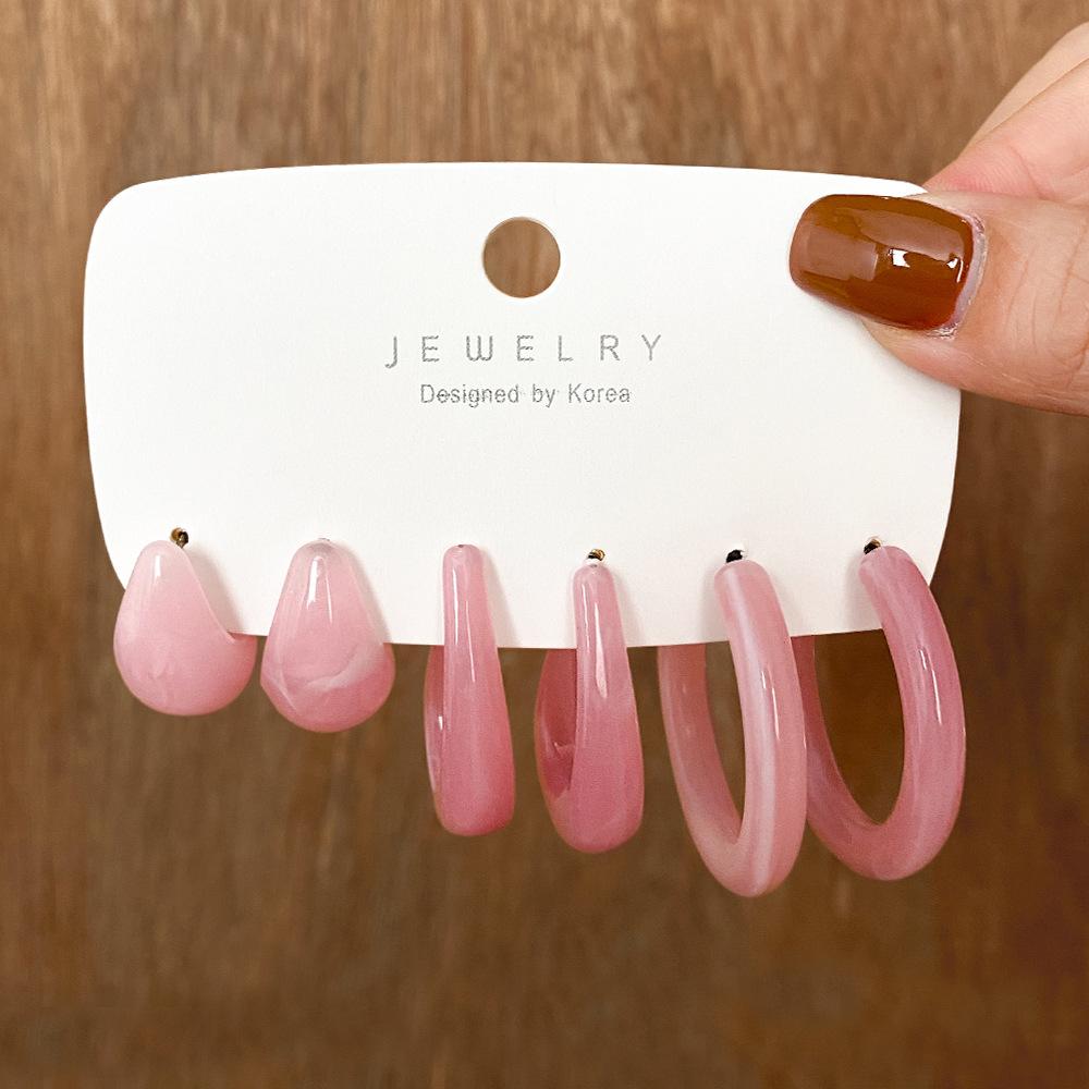 

6 шт. Модные акриловые геометрические серьги-кольца для женщин, винтажные богемные красочные акриловые серьги C-образной формы, модный цирконовый подарок