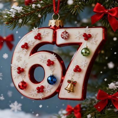67 Ornament de Crăciun 2D Plat Amuzant Șase Șapte Meme Decorațiune de Crăciun Cadouri pentru Adolescenți Adulți Iubitori de Umor