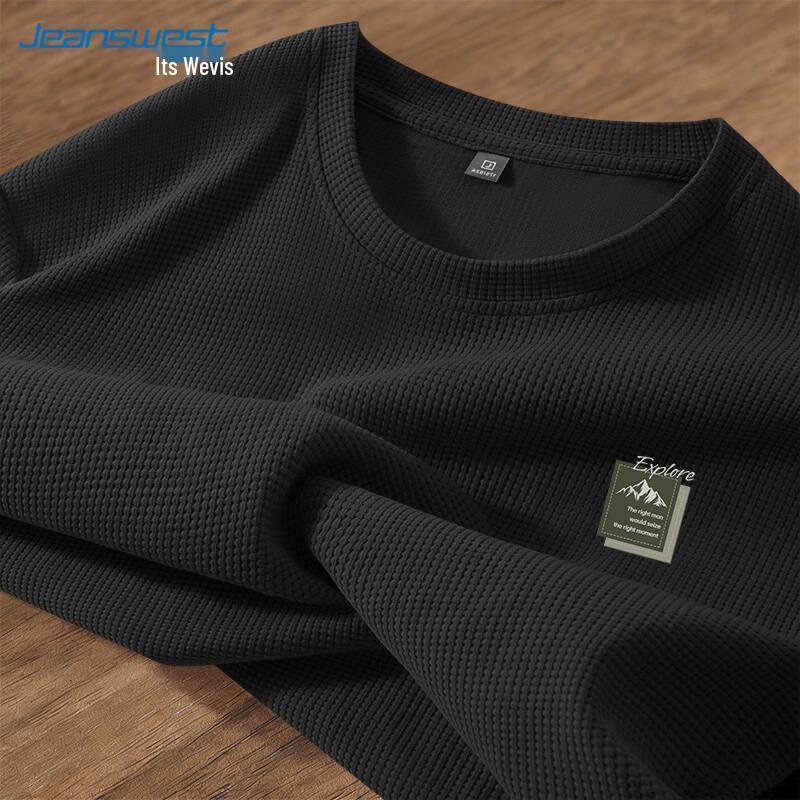 Jeanswest Men s Waffle Knit Crew Neck Long Sleeve T-Shirt L