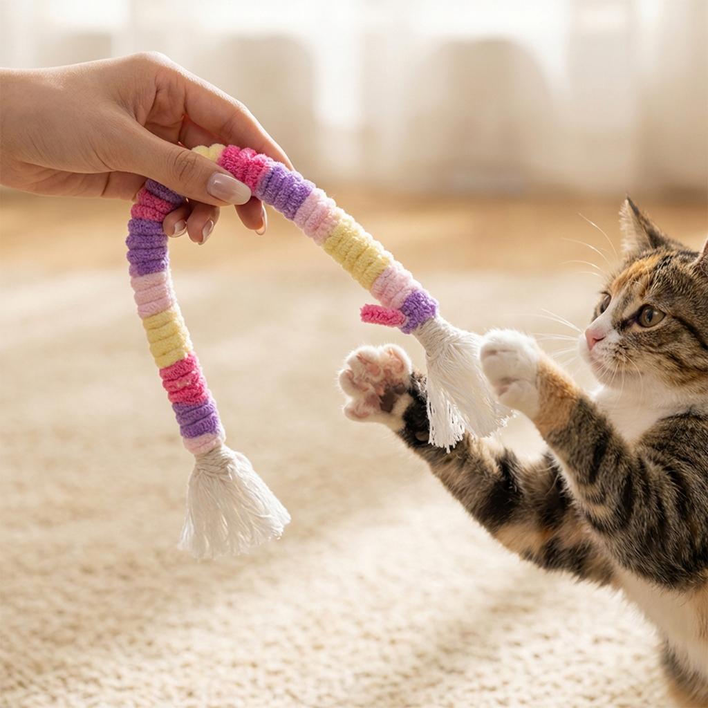 Cats Chew Rope Toy With Gall , Teeth Cleaning & Self-Entertainment Cats Teaser, Soft Cotton Rope Interactive Cats Toy For Indoor Cats
