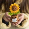 Cute Crochet Flowers Potted Hand-woven Rose Colorful Sunflower Positive Emotional Crochet Flower Potted for Home TableDecor Gift