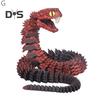 3D Printed Articulated Snake Flexible Snake Ornament with Teeth Desk Pet Stress-Relief Toy for Home Office Decor