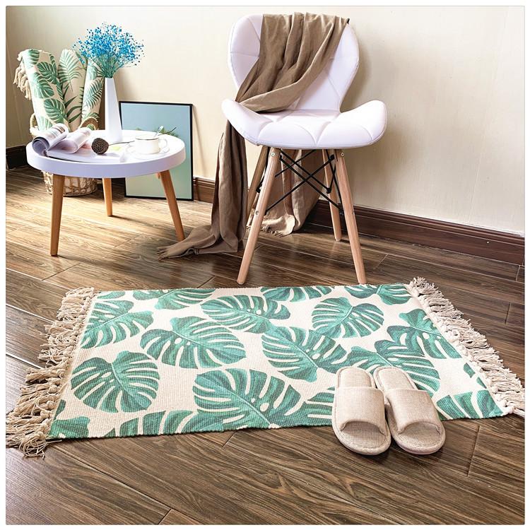 Cotton and Linen Carpet, Living Room Coffee Table Carpet, Bedroom Bedside Foot Mat Thickened Carpet, Bedroom, Foot Mat