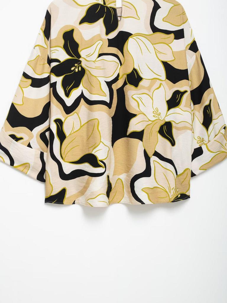 2025 Summer Retro European-American Hawaiian Print Long Sleeve Beach Shirt & Wide Leg Pants Set