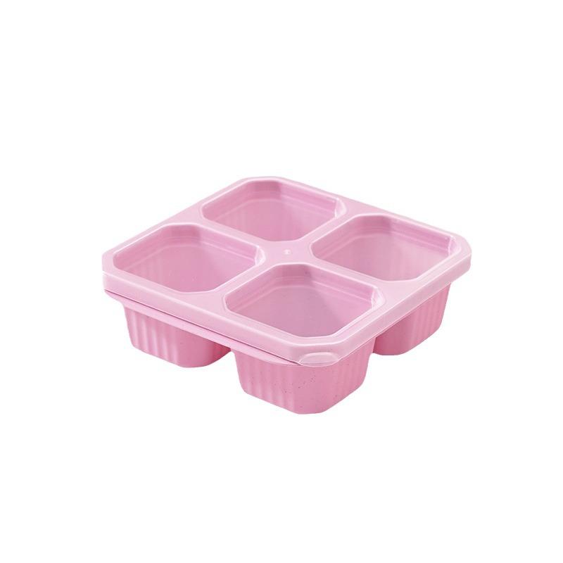 Wheat Straw Airtight Snack Box, Four Compartments for Nuts, Candy, Pastry, and Fresh Food Storage