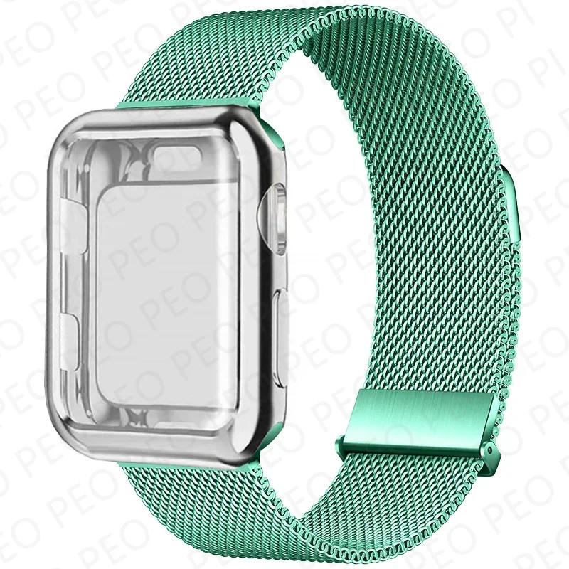 Case+Milanese Loop For Apple Watch Band 44mm 38mm-42mm-40mm Metal Magnetic bands iwatch Series 9 8 7 6 5 4 3 SE 45mm 41mm Strap