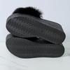 Aphixta Platform Real Rabbit Fur Slippers Women Black Wedge Slides 9CM High Heels Women Shoes Wedge Slippers Retro Slides Shoes