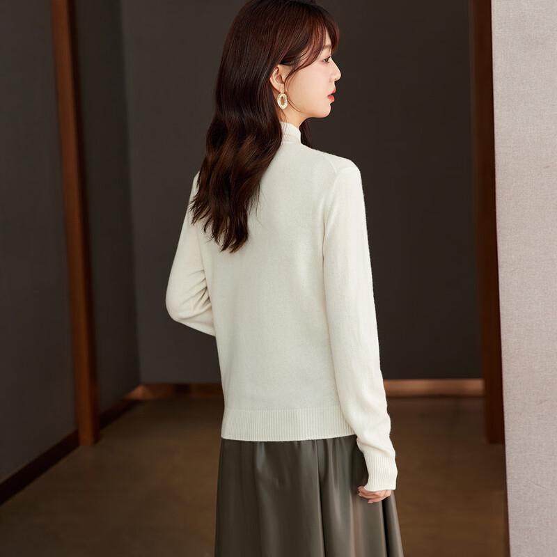 Srcr Women's 100% Cashmere Half-Turtleneck Knit Sweater