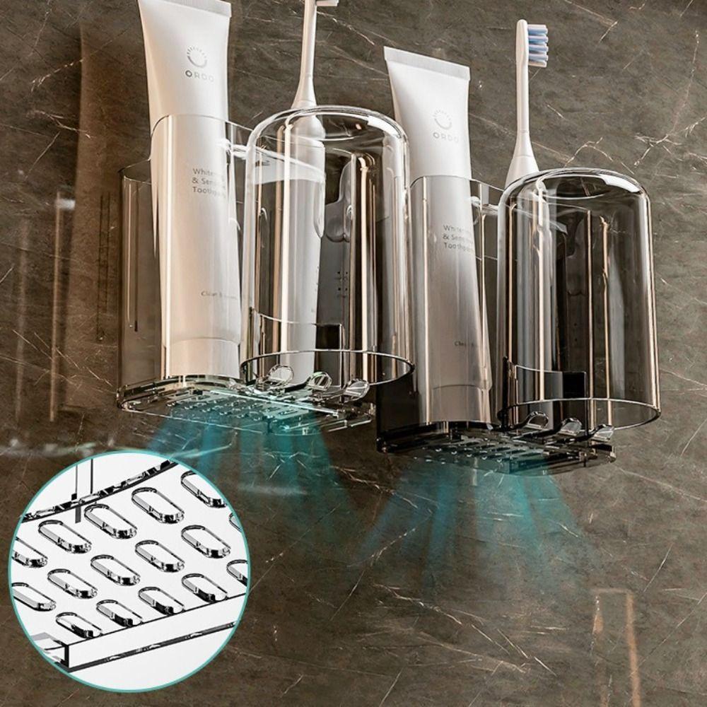 2pcs PET Toothbrush Holder Space Saving Mouthwash Cup Rack  Home Organization