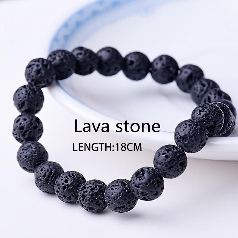 1pc Beaded Bracelet Lovers 0.32in/8mm Natural Stone Beads Men's Black Onyx Lava Tiger Eye For Women/Men Jewelry
