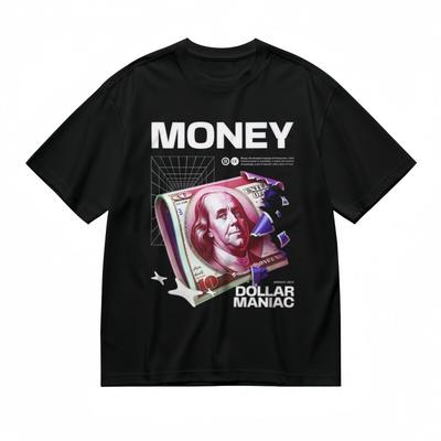 Herren Klassisches T-Shirt Grunge Franklin Porträt mit Dekonstruiertem Geldmotiv