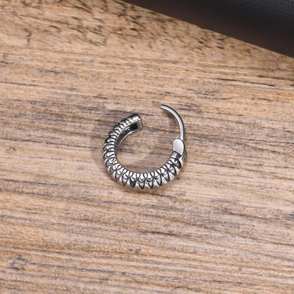 Vnox Vintage Snake Textured Hoop Earrings, Retro Punk Rock Mens Boys Small Hoops, Anti Allergy Stainless Steel Metal Brincos