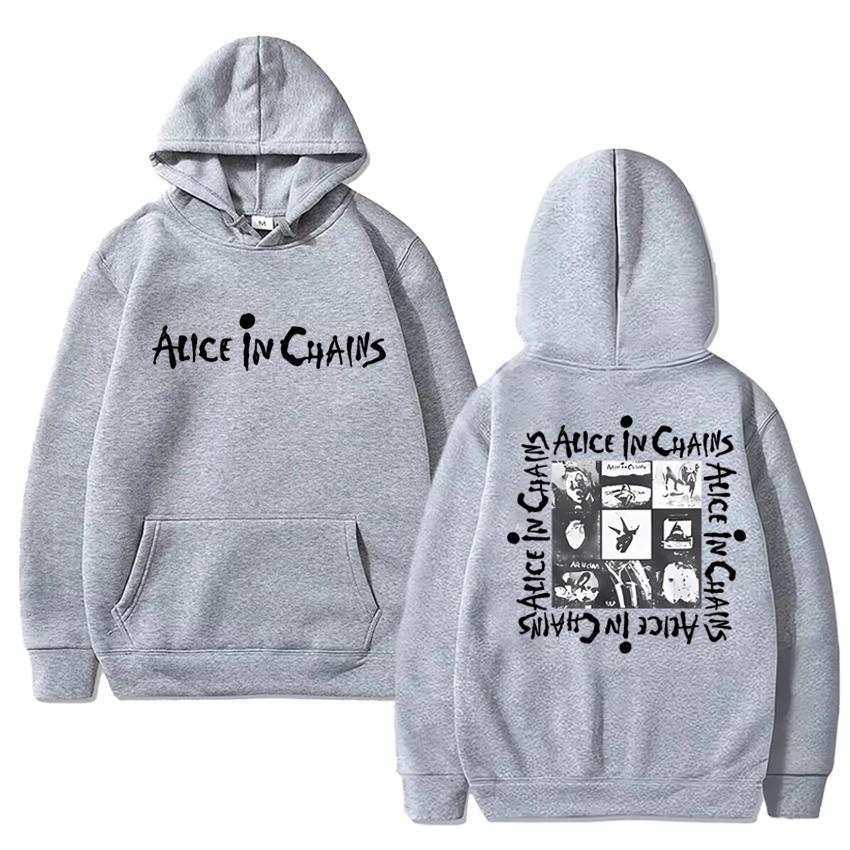 

Гарячий Рок-гурт Alice in Chains Новий Альбом Худі з двостороннім принтом Унісекс вінтажний Флісові светри Чоловіки жінки Повсякденний Светр S сірий колір