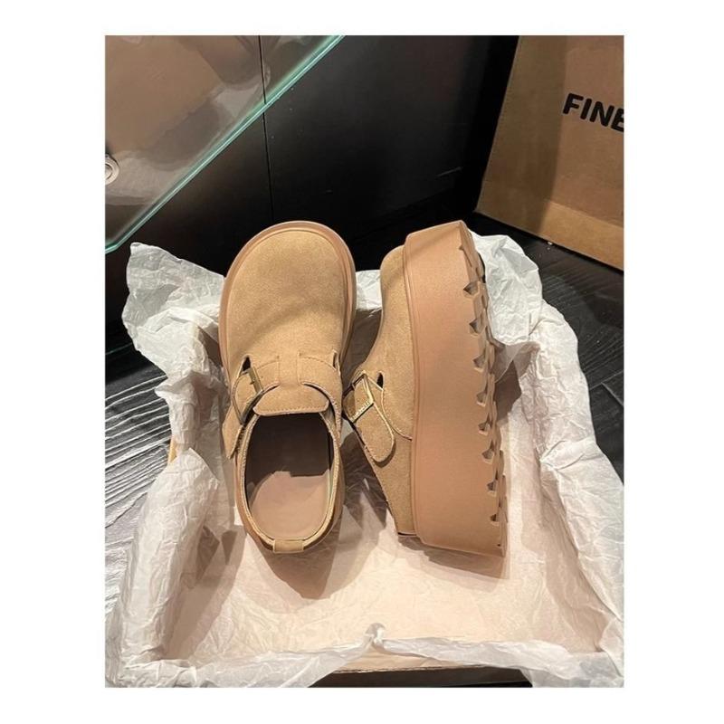 

Suede fluffy drag women winter new retro muffin bottom matte thick bottom heightening outer wear warm slippers 35 серый