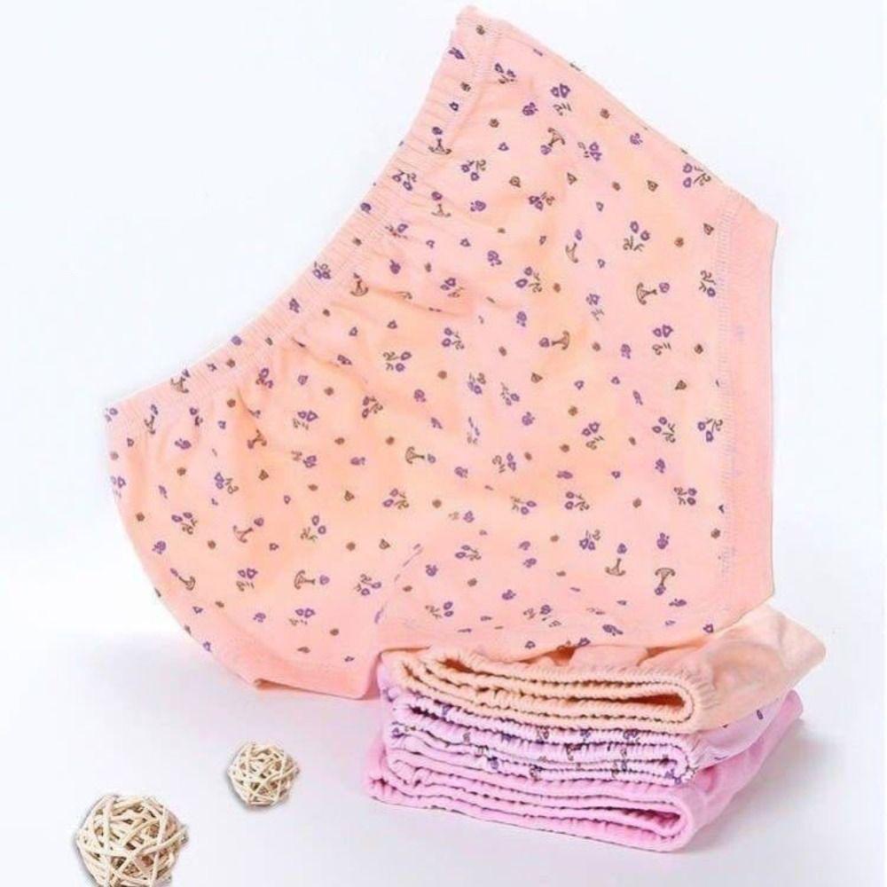 5PCS High Waist Elderly Plus Size Briefs Breathable Women Underwear Flower Cotton Panties Gifts