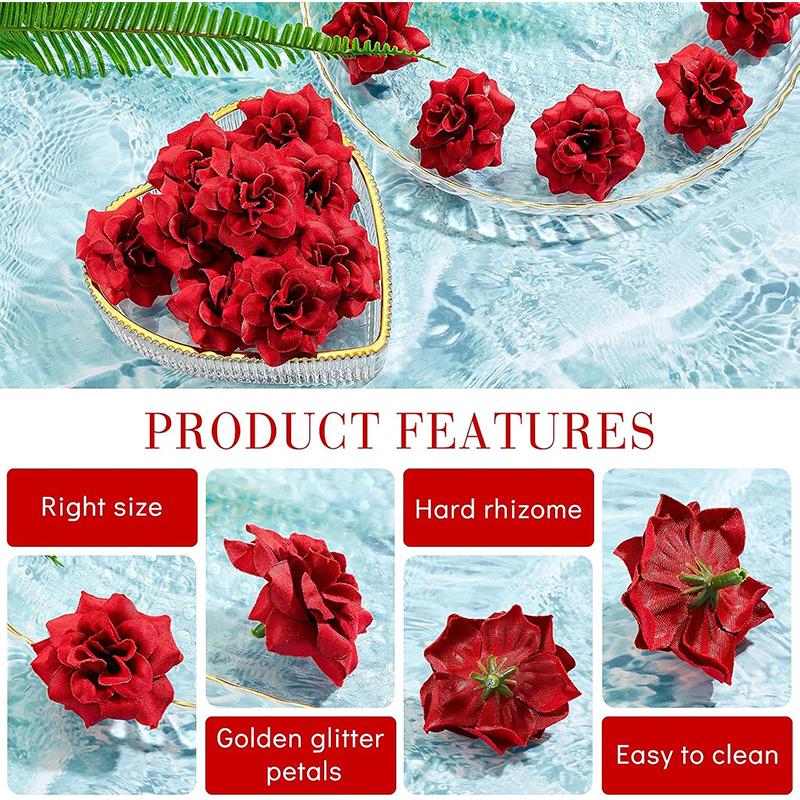 5/10/20Pcs 4.5cm Red Silk Artificial Rose Heads for Home Room Decorations Wedding Decoration DIY Bride Wreath Accessories