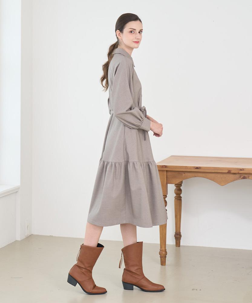 LBYL Wool Beige A-Line Raglan Dress