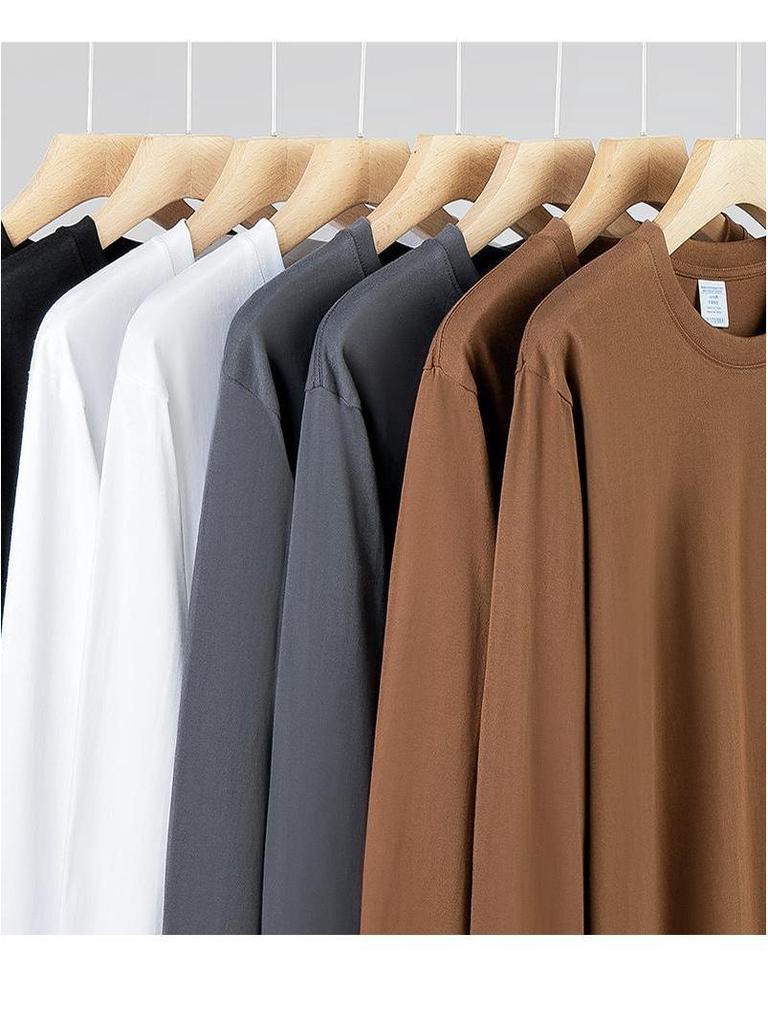 Taro Purple 500g Pure Cotton Long Sleeve Unisex T-Shirt, Round Neck, Loose Fit, Basic Layer for Spring and Autumn