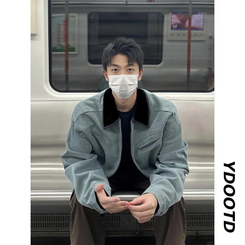 

Американская ретро коричневая куртка detroit tooling cleanfit кардиган на молнии модный короткий топ 3XL синий