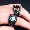New Gothic Vintage Crystal Zircon Dragon Claw Ring for Men Gram Biker Punk Rock Hip Hop Opening Rings Cool Jewelry