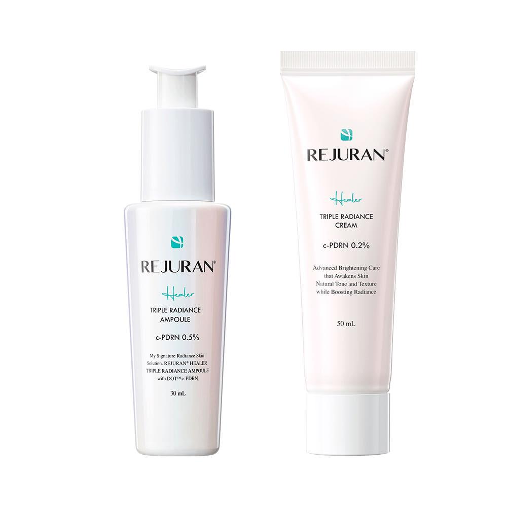 REJURAN Healer Triple Radiance Ampoule (30ml) & Radiance Cream (50ml) Set for Brightening & Skin Glow