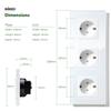 Bseed Triple EU Russia Standard Wall Power Socket Crystal Glass Panel White Grey Black Glod 110-240V Electrical Plug