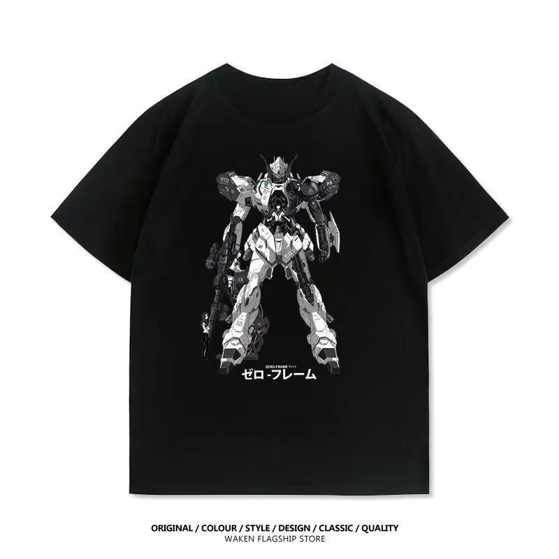 

2026 Summer New Gundam Zero Exquisite Pattern Warrior Loose Short Sleeve Tshirt Pure Cotton Round Neck TopTrendy Quality Shi... S разноцветный