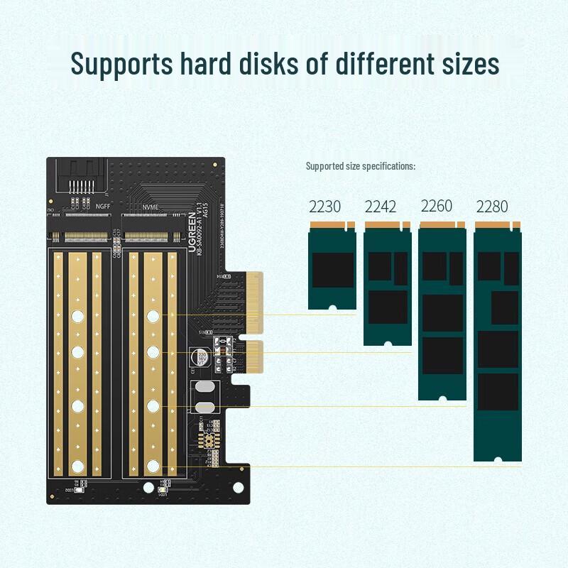 UGREEN CM302 M.2 Dual-Bay SSD Enclosure PCIe Adapter Card