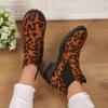 New European and American Round Head Leopard Print Winter Thick Heel Low Tube Waterproof Table Elastic Sleeve Martin Boots