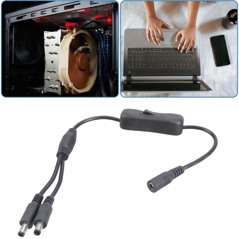 DC5521 Y Splitter Power Cable 5.5x2.1mm Female to 2 Male Extension Switcher for CCTV LED Light Bar 37CM