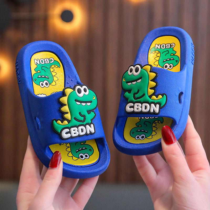 Children's Dinosaur Themed Home Slippers Anti-Slip Cute Cartoon Boys Sandals PVC Material Comfortable Home Slippers