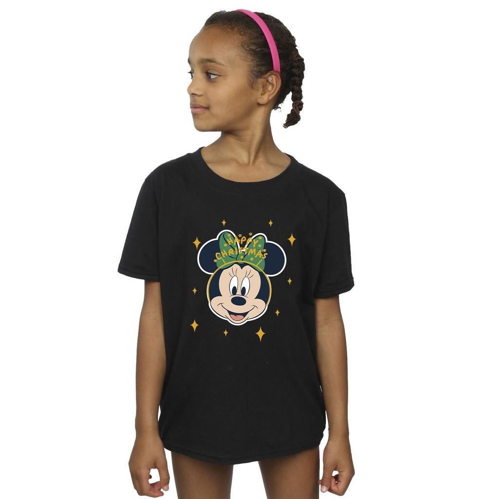 Disney Girls Minnie Mouse Happy Christmas Cotton T-Shirt