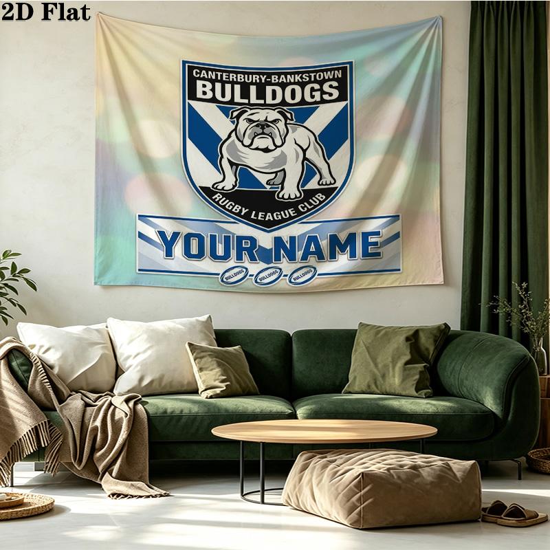 Custom Name Footscray Bulldogs Printed Tapestry – Wall Hanging for Bedrooms, Dorms, and Home Decor