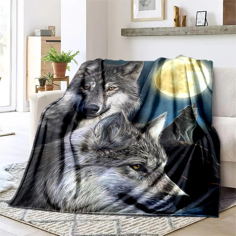 1PC Wolf Elements printed blanket, all season lightweight home office outdoor nap multifunctional blanket A7