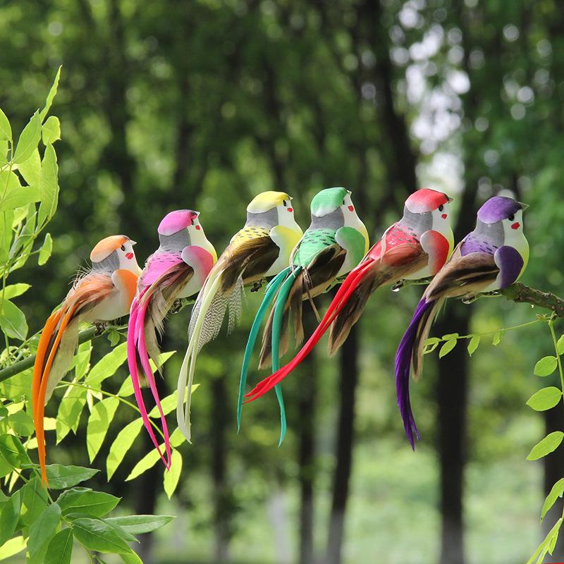 6pcs Foam Feather Artificial Birds Imitation Bird Model Home Outdoors Garden Wedding Decoration Ornament DIY Party