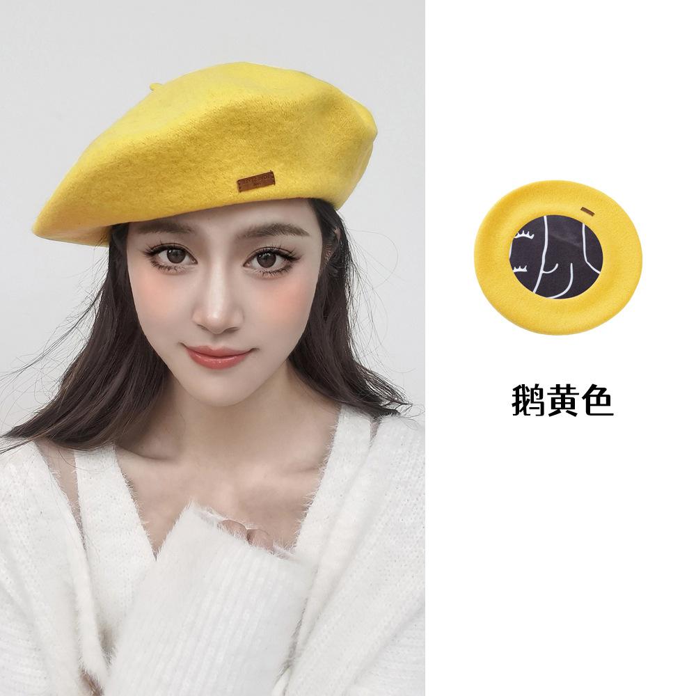 Große Größe 60 cm Wollbarett Wintermützen für Damen Warm halten Mode Malerhut Damen Einfarbige Boina Lässige Beanie Große Größe