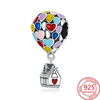 Luksusowe emaliowane tęczowy balon latający dom globus dynda urok Fit modne bransoletki i naszyjniki DIY biżuteria prezenty dla dziewczynek