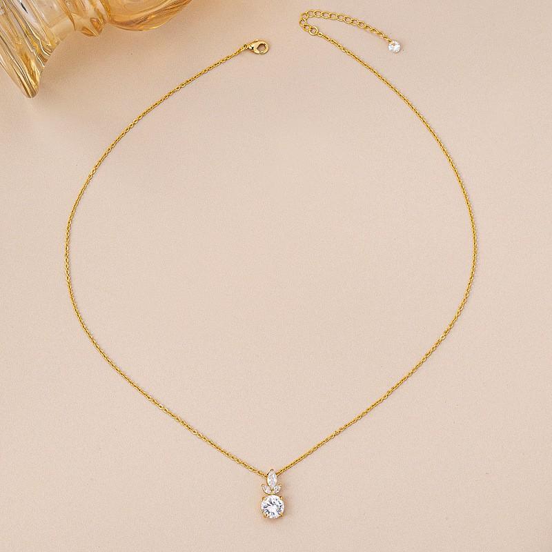 Gold Plated Heart Shape Zircon Pendant Necklace Women Men Fashion Locket Chain Jewelry